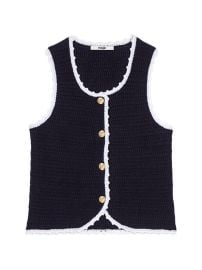 Maje crochet-knit Cropped Vest Blue at Farfetch